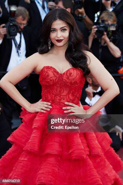 Aishwarya Rai attends the "120 Beats Per Minute " screening during the 70th annual Cannes Film Festival at Palais des Festivals on May 20, 2017 in...