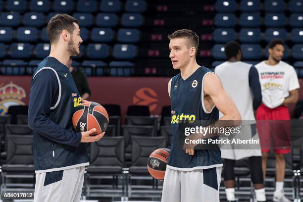 Bogdan Bogdanovic, #13 of Fenerbahce Istanbul and Nikola Kalinic,Ê#33 of Fenerbahce Istanbul in action during the 2017 Turkish Airlines EuroLeague...