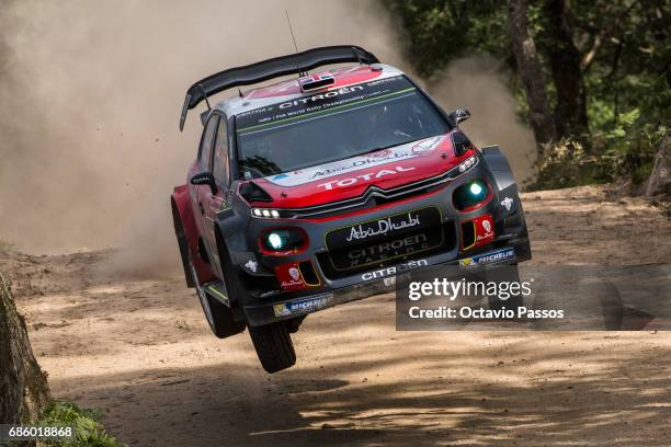 Kris Meeke of Great Britain and Paul Nagle of Ireland compete in their Citroen Total Abu Dhabi WRT Citroen C3 WRC during the SS15 Amarante of the WRC...