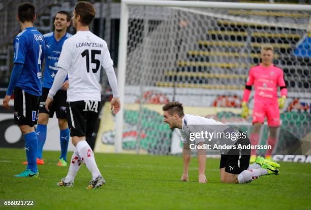 Victor Skold of Orebro SK during the Allsvenskan match between Halmstad BK and Orebro SK at Orjans Vall on May 20, 2017 in Halmstad, Sweden.