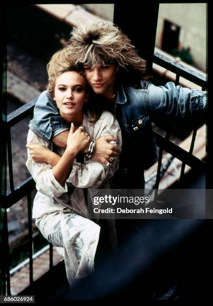 Deborah Feingold/Corbis via Getty Images) NEW YORK Musician Jon Bon Jovi and actress Diane Lane pose for a portrait in 1985 in New York City, New...