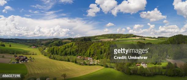 aereal image of a bavarian landscape - bavarian forest stock pictures, royalty-free photos & images
