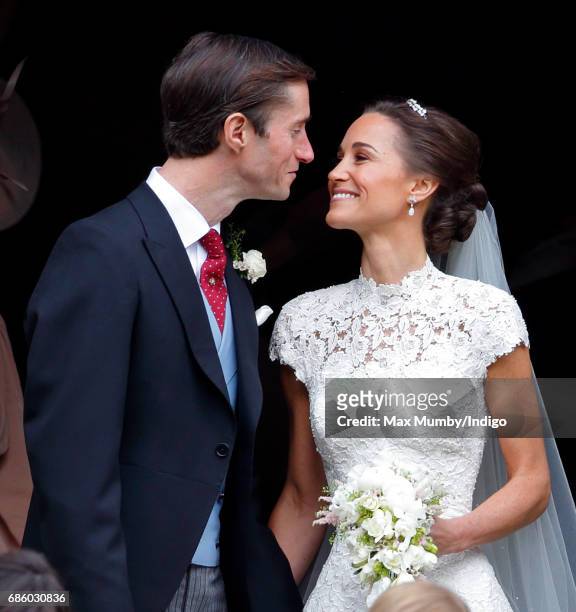James Matthews and Pippa Middleton leave St Mark's Church after their wedding on May 20, 2017 in Englefield Green, England.