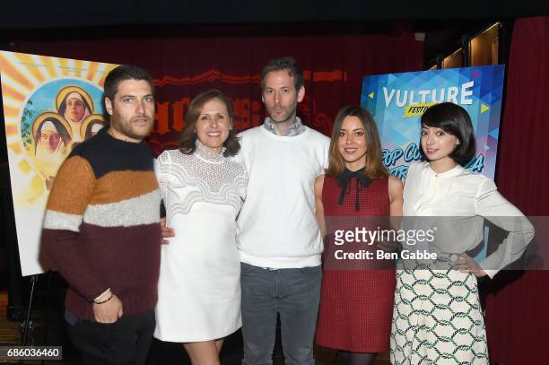Adam Pally, Molly Shannon, director Jeff Baena, Aubrey Plaza and Kate Micucci attend the "The Little Hours" Screening at the Alamo Drafthouse Theate...