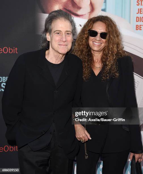Actor Richard Lewis and wife Joyce Lapinsky arrive at the premiere of HBO's 'If You're Not In The Obit, Eat Breakfast' at Samuel Goldwyn Theater on...
