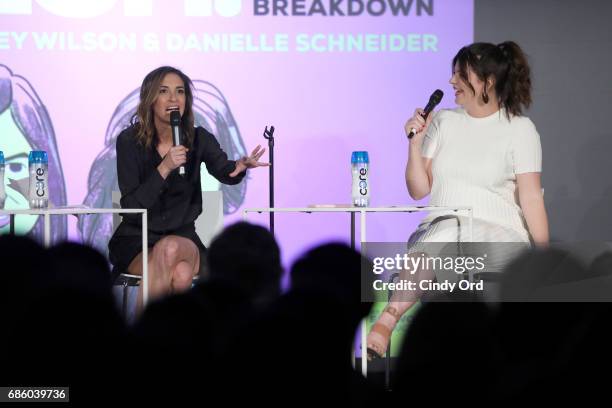 Actors Danielle Schneider and Casey Wilson speak onstage during Bitch Sesh at the 2017 Vulture Festival at Milk Studios on May 20, 2017 in New York...