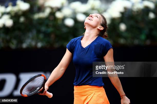 Tennis WTA Internazionali d'Italia BNL semifinal Simona Halep celebrating at Foro Italico in Rome, Italy on May 20, 2017.