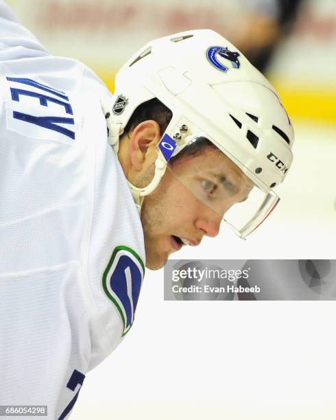 Linden Vey of the Vancouver Canucks plays in the game against the Washington Capitals at Verizon Center on December 2, 2014 in Washington, DC.