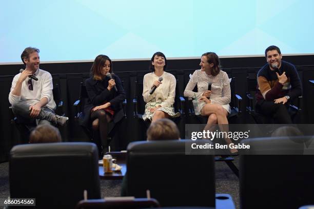 Kevin Lincoln, Jeff Baena, Aubrey Plaza, Kate Micucci, Molly Shannon and Adam Pally speak at the "The Little Hours" Screening at the Alamo Drafthouse...