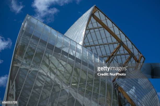 The Louis Vuitton Foundation is pictured in Paris, on May 20, 2017. The building of the Louis Vuitton Foundation. It is an art museum and cultural...