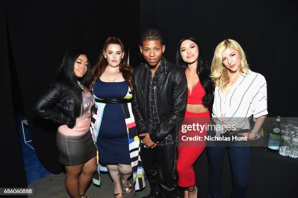 Influencer Destiny Jones, Model Tess Holliday, Actor Bryshere Gray, Actress Julia Kelly, and Influencer Evelina pose for a photo during Beautycon...