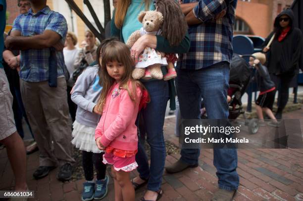 Amsi Sanchez attends a counter protest rally, organized by the NAACP, in response of a planned Klu Klux Klan rally to be held nearby May 20, 2017 in...