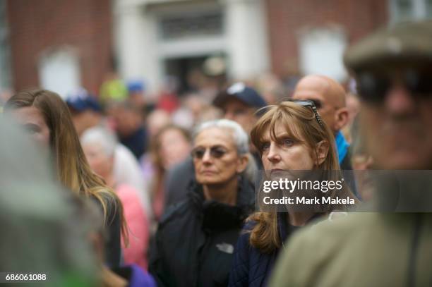 Demonstrators attend a counter protest rally, organized by the NAACP, in response of a planned Klu Klux Klan rally to be held nearby May 20, 2017 in...