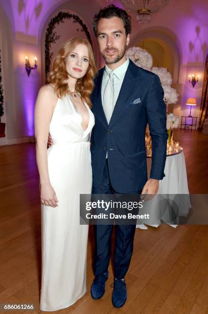 Jessica Chastain and Gian Luca Passi de Preposulo attend the Vanity Fair and HBO Dinner celebrating the Cannes Film Festival at Hotel du Cap-Eden-Roc...