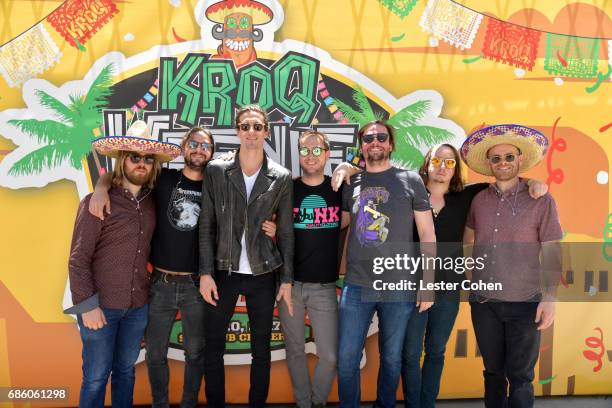 Musicians Michael Girardot, Zack Feinberg, David Shaw, Rob Ingraham, Ed Williams, George Gekas, and Andrew Campanelli of The Revivalists at KROQ...