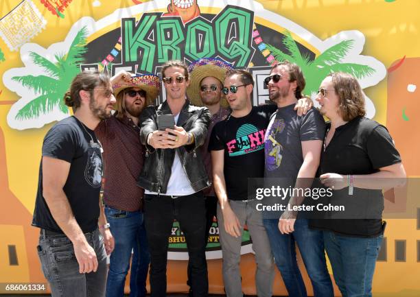 Musicians Michael Girardot, Zack Feinberg, David Shaw, Rob Ingraham, Ed Williams, George Gekas, and Andrew Campanelli of The Revivalists at KROQ...