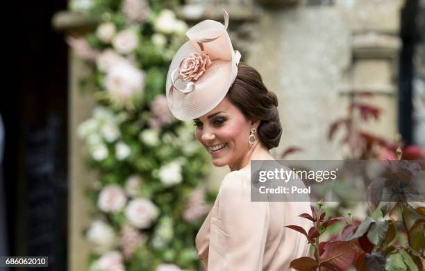 Catherine, Duchess of Cambridge attends the wedding of Pippa Middleton and James Matthews at St Mark's Church on May 20, 2017 in Englefield Green,...