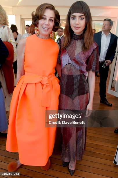 Peggy Siegal and Lily Collins attend the Vanity Fair and HBO Dinner celebrating the Cannes Film Festival at Hotel du Cap-Eden-Roc on May 20, 2017 in...