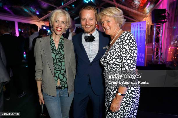 Katja Hofmann, Stefan Konarske and Monika Gruetters attend the German Reception during the 70th annual Cannes Film Festival at Villa Rothschild on...