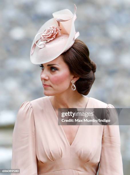 Catherine, Duchess of Cambridge attends the wedding of Pippa Middleton and James Matthews at St Mark's Church on May 20, 2017 in Englefield Green,...