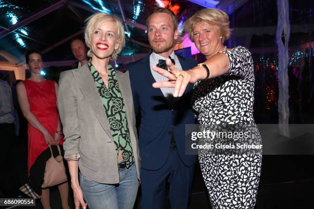 Katja Hofmann, Stefan Konarske and Monika Gruetters attend the German Reception during the 70th annual Cannes Film Festival at Villa Rothschild on...