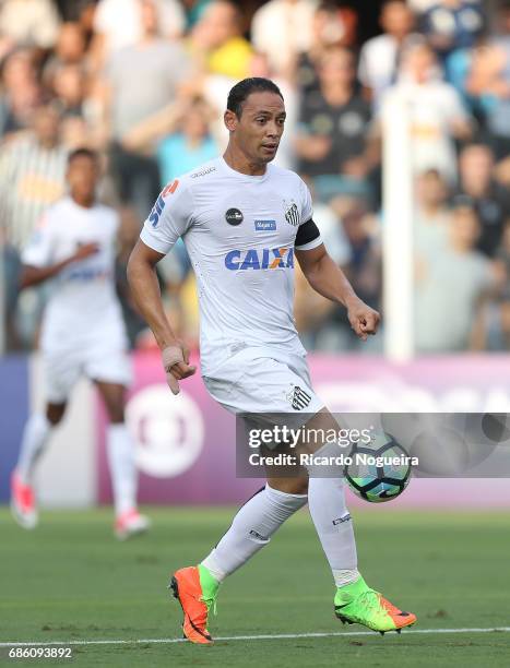 Ricardo Oliveira of Santos on the ball during a match between Santos and Coritiba as a part of Campeonato Brasileiro 2017 at Vila Belmiro Stadium on...