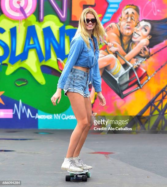 Hailey Clauson is seen at the Coney Island Art Walls on May 20, 2017 in New York City.