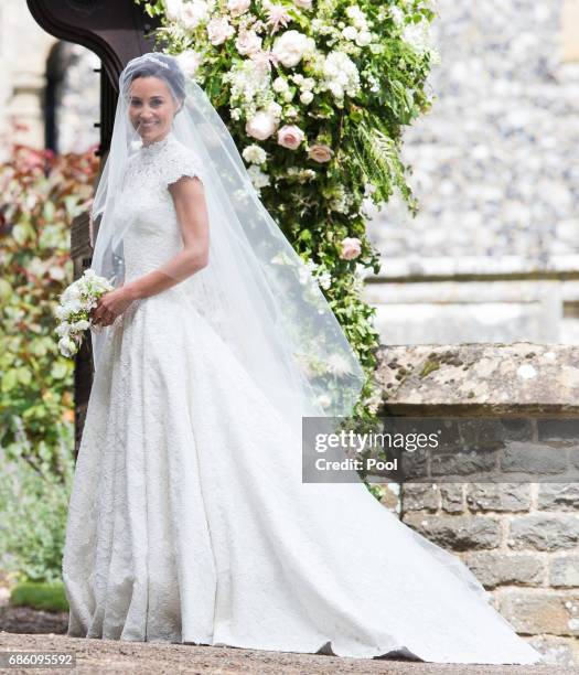 Pippa Middleton attends the wedding Of Pippa Middleton and James Matthews at St Mark's Church on May 20, 2017 in Englefield Green, England.