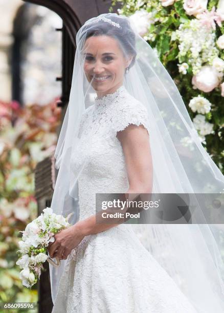 Pippa Middleton attends the wedding Of Pippa Middleton and James Matthews at St Mark's Church on May 20, 2017 in Englefield Green, England.