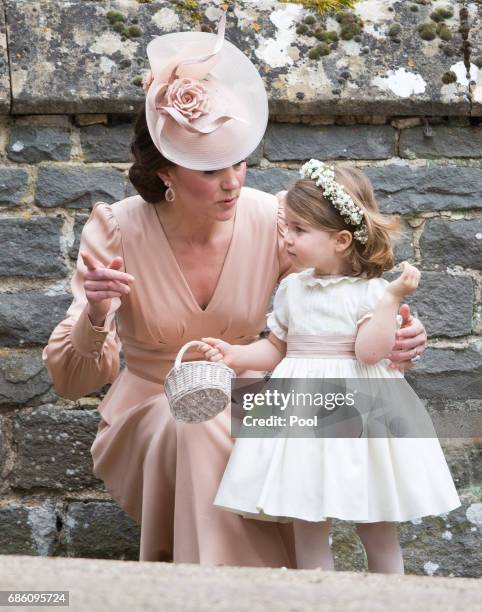 Princess Charlotte of Cambridge, bridesmaid and Catherine, Duchess of Cambridge attend for the wedding Of Pippa Middleton and James Matthews as a...