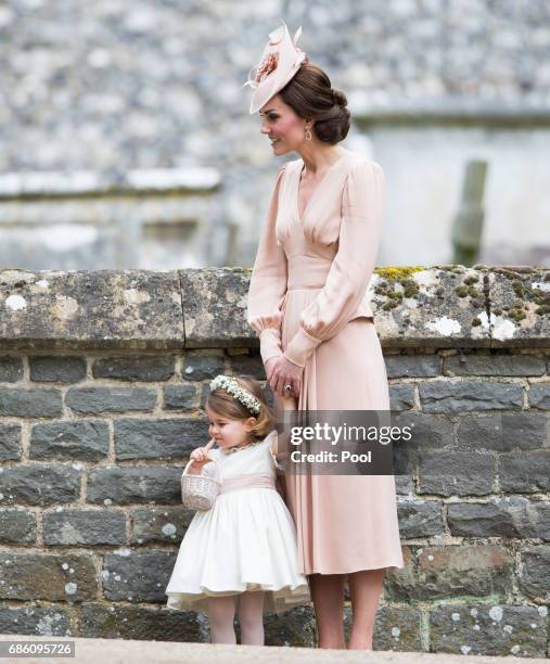 Princess Charlotte of Cambridge, bridesmaid and Catherine, Duchess of Cambridge attend for the wedding Of Pippa Middleton and James Matthews as a...