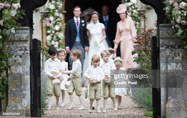 Pippa Middleton and James Matthews leave after getting married at St Mark's Church on May 20, 2017 in Englefield Green, England.