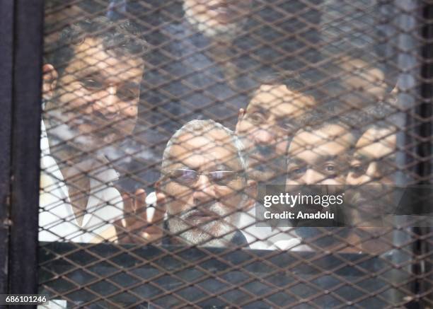 General Guide of the Egyptian Muslim Brotherhood Mohammed Badie is seen during the trial session known as breaking up the Rabaa el-Adaweya protests...