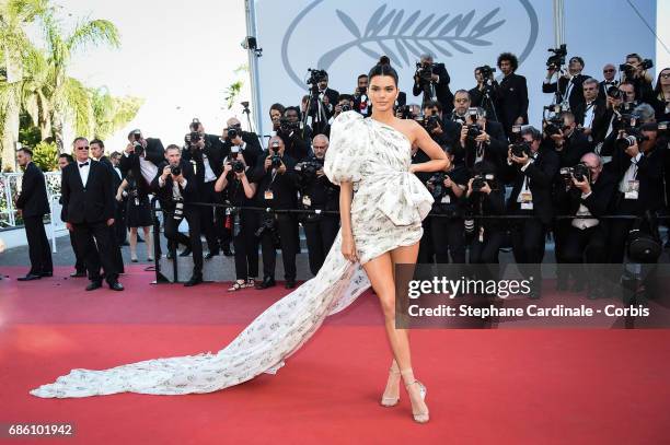 Kendall Jenner attends the "120 Beats Per Minute " premiere during the 70th annual Cannes Film Festival at Palais des Festivals on May 20, 2017 in...