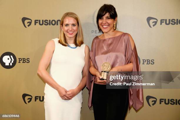 Lindsay Crouse and Daphne Matziaraki pose with an award during The 76th Annual Peabody Awards Ceremony at Cipriani, Wall Street on May 20, 2017 in...