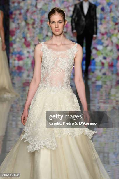 Model walks the runway of the Carlo Pignatelli Haute Couture fashion show on May 20, 2017 in Milan, Italy.