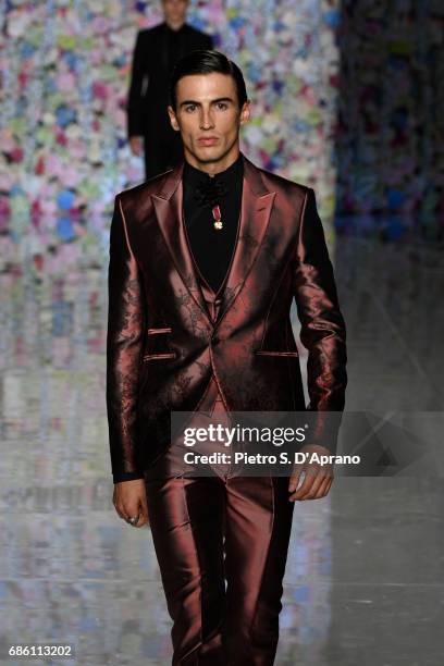 Model walks the runway of the Carlo Pignatelli Haute Couture fashion show on May 20, 2017 in Milan, Italy.