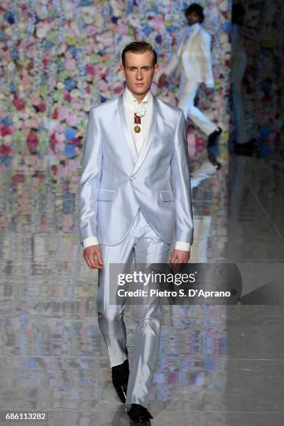 Model walks the runway of the Carlo Pignatelli Haute Couture fashion show on May 20, 2017 in Milan, Italy.