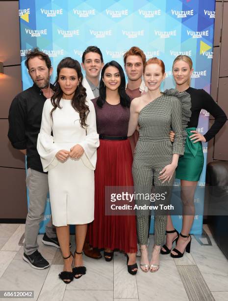 Actors Luke Perry, Marisol Nichols, Casey Cott, Camila Mendes, KJ Apa, Madelaine Petsch and Lili Reinhart of Riverdale series attends the Vulture...