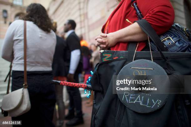 Demonstrators attend a counter protest rally, organized by the NAACP, in response of a planned Klu Klux Klan rally to be held nearby May 20, 2017 in...