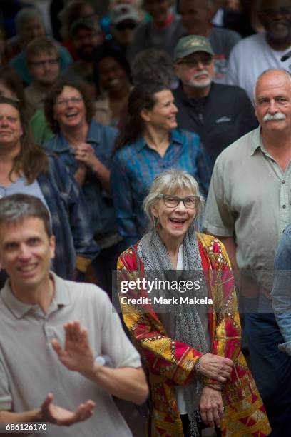 Demonstrators attend a counter protest rally, organized by the NAACP, in response of a planned Klu Klux Klan rally to be held nearby May 20, 2017 in...