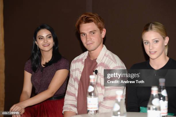 Actors Camila Mendes, KJ Apa and Lili Reinhart of Riverdale series are interviewed by Angelica Bastien at the Vulture Festival at The Standard High...