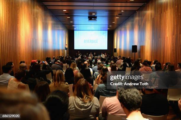 Guests watch as the cast of Riverdale series are interviewed on stage at the Vulture Festival at The Standard High Line on May 20, 2017 in New York...