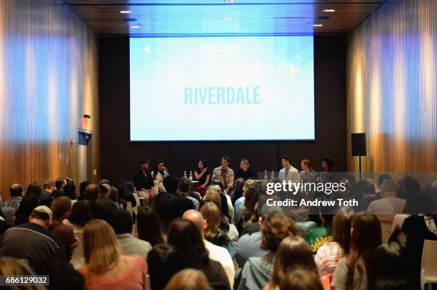 Guests watch as the cast of Riverdale series are interviewed on stage at the Vulture Festival at The Standard High Line on May 20, 2017 in New York...