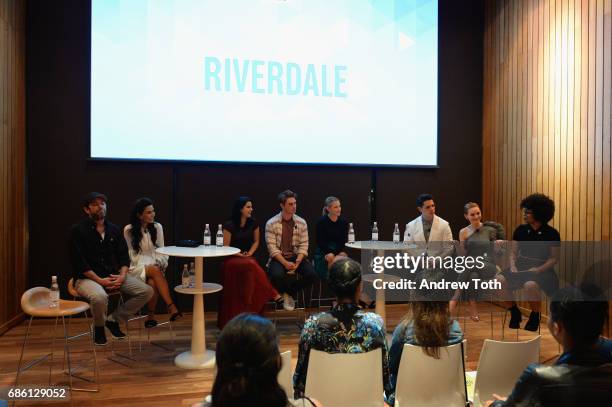 Actors Luke Perry, Marisol Nichols, Camila Mendes, KJ Apa, Lili Reinhart, Casey Cott and Madelaine Petsch of Riverdale series attends the Vulture...