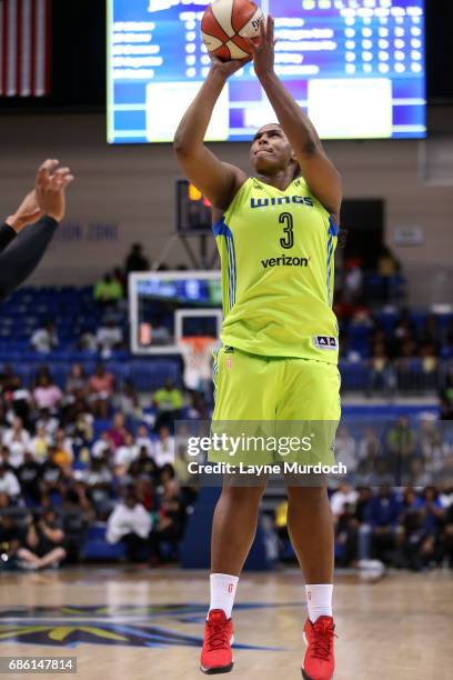 Courtney Paris of the Dallas Wings shoots the ball during the game against the Minnesota Lynx in a WNBA game on May 20, 2017 at College Park Center...