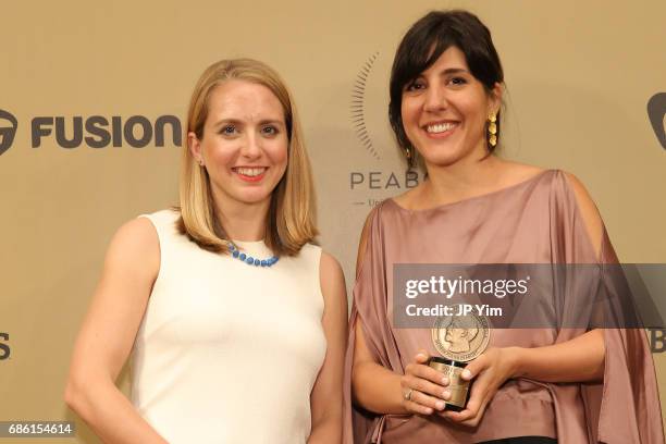 Lindsay Crouse and Daphne Matziaraki pose with an award during The 76th Annual Peabody Awards Ceremony at Cipriani, Wall Street on May 20, 2017 in...