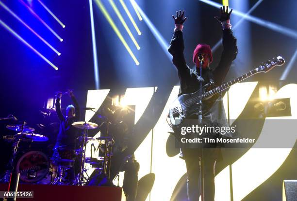 Josh Dun and Tyler Joseph of Twenty One Pilots perform during the 2017 Hangout Music Festival on May 20, 2017 in Gulf Shores, Alabama.