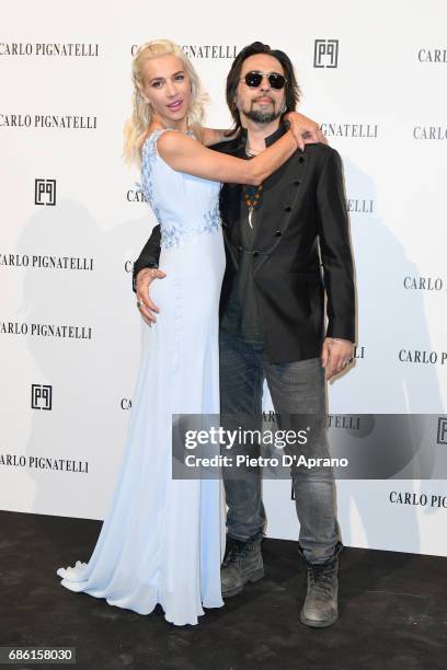 Francesco Sarcina and Clizia Incorvaia attends the Carlo Pignatelli Haute Couture fashion show on May 20, 2017 in Milan, Italy.