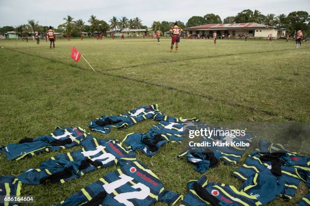 Playing jumpers are laid out as the Namatakula Raiders prepare for the Fiji National Rugby League western conference Nadroga zone Premier competition...